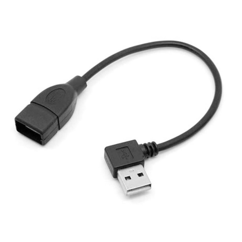 20cm Black USB 2.0 Extension Cable USBA Male To Female Left Angled 90 Degree