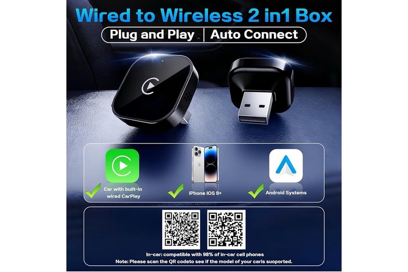 Mini CarPlay Wireless Adapter iPhone 2 in 1 Apple Plug/Play USB~USB-C/Type-C gallery