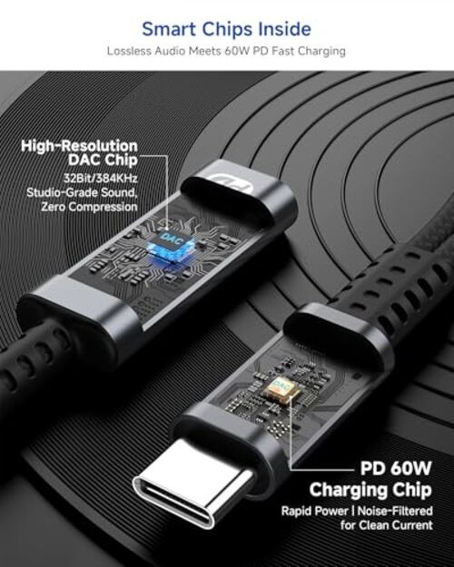 USB C to 3.5mm Headphone and Charger Adapter, 2-in-1 Type 2 Port-Separate Grey gallery
