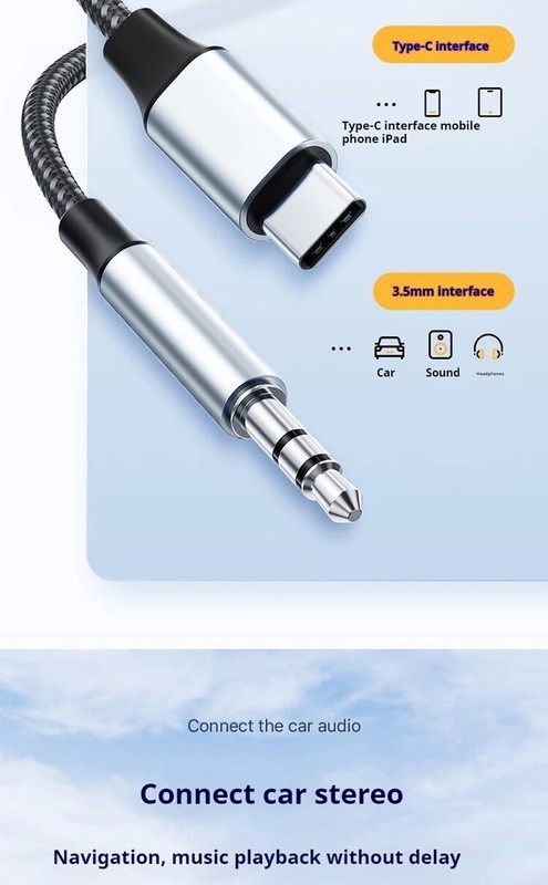 Suitable for Type-c to 3.5 car AUX speaker Live K Singing Card DAC SystemCable gallery