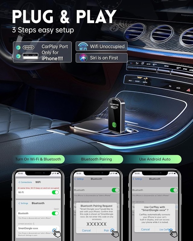 Wireless CarPlay Adapter for Apple iPhone iOS 10+ & Cars from 2015+ , Mini Editi gallery