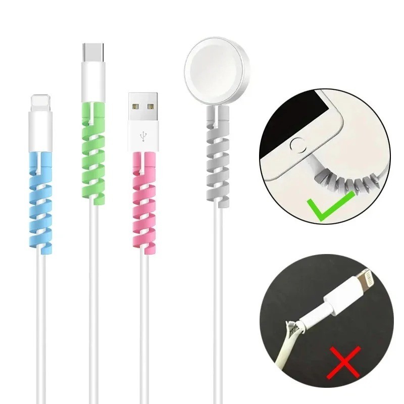 10PCS USB Cable Protector Charging Cable Spiral Silicone Protective Sleeve Wire gallery