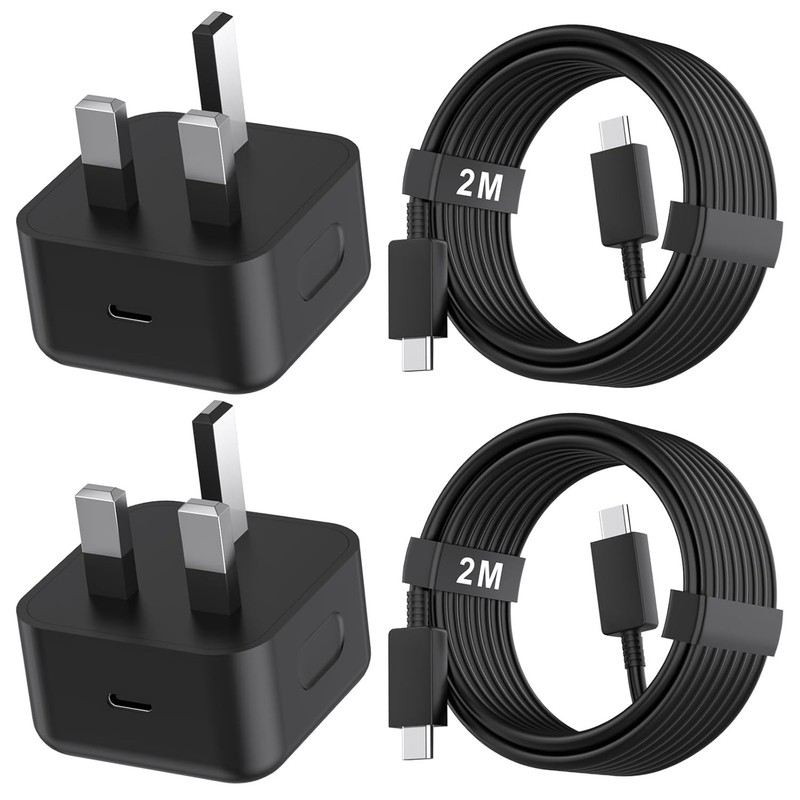 2Pack 25W USB C Charger + 2M Cable MFi Fast Charge for iPhone 17 16 15 Pro Max X