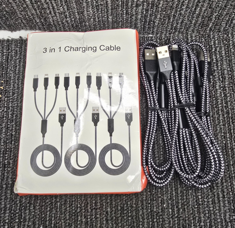 (QTY 3) High Quality 3 in 1 USB Charging Cable Phone Charger Cord