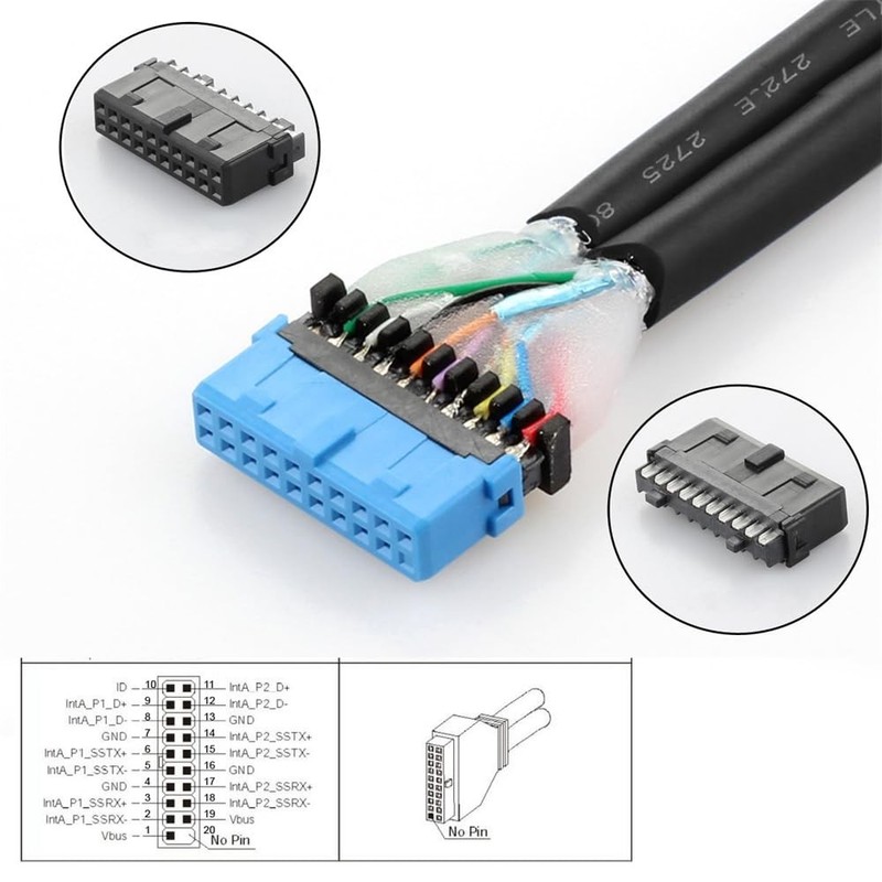 Left Angled 90 Degree 5Gbps 2 Ports USB 3.0 Female to 19/20Pin Header Screw M... gallery