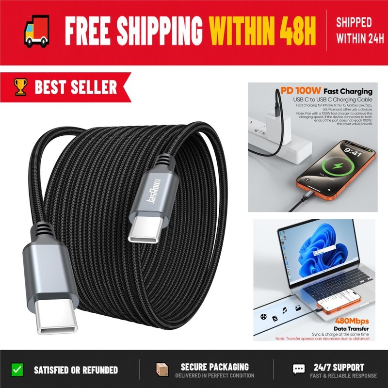 15 ft USB C Cable Fast Charging 100W, Extra Long USB-C Charger Cord