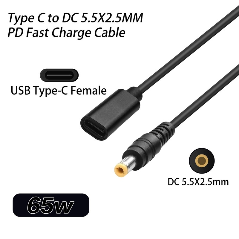 USB to DC Adapters Cable, Type-C to DC PD 65W Power Charging Cable, Barrel PD... gallery