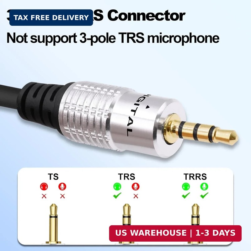3.5mm Headphone Splitter Audio Y Cable Adapter 3.5mm TRRS Stereo 1 Female to 2 M gallery