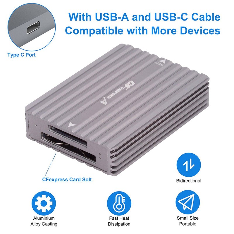 Chenyang USB3.0-A USB3.1-C to CFE A&B CF Express Extension Card Reader CFA&B