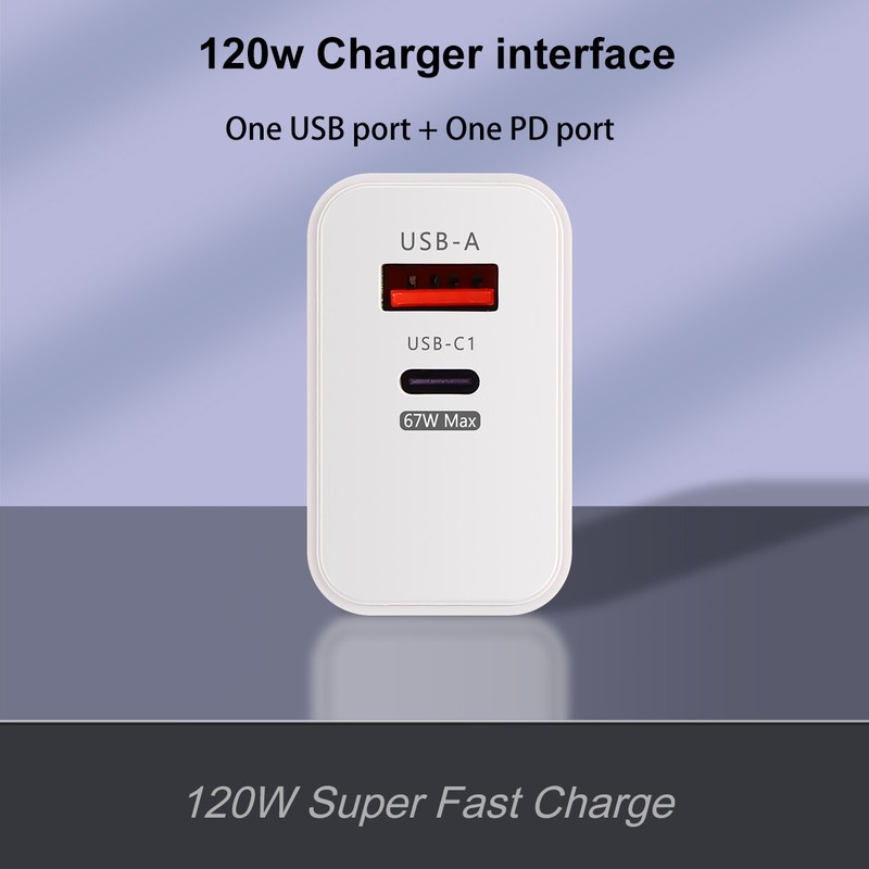 3Pcs PD 120W Fast Charger Adapter USB C Wall Power Dual Ports For iPhone Samsung gallery