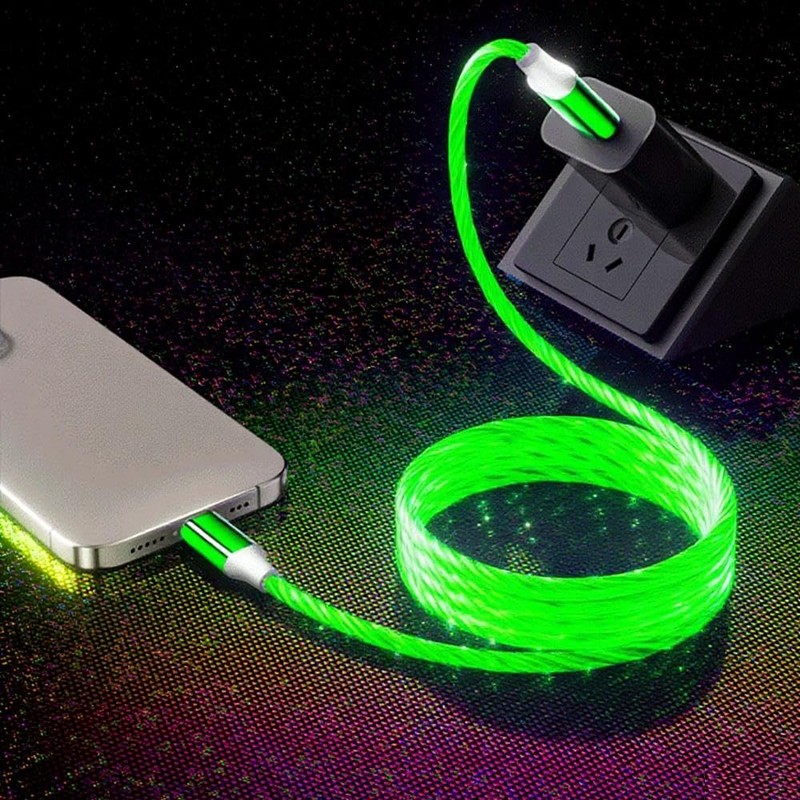 Starry Light Up USB Cable A To C Durable Fast Charging Visible Flow Star Green gallery