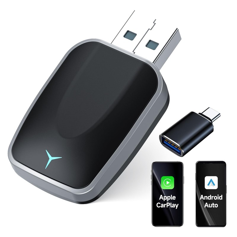 Mini Wireless CarPlay Adapter for iPhone 2025 Upgraded, Plug & Play, No Laten...