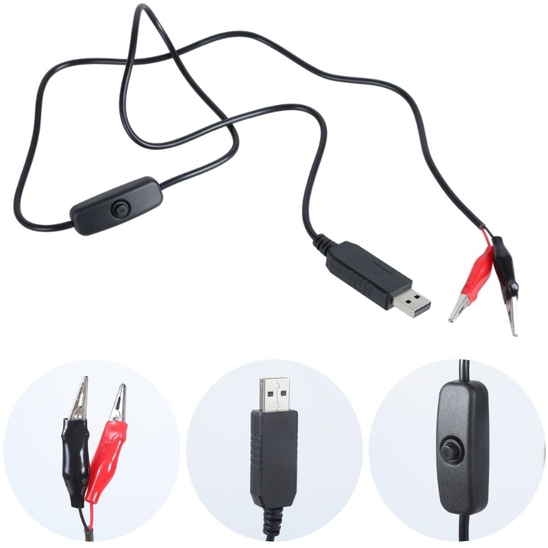 100cm USB 5V Male Test Wire 3V Clip Cable Cord with Switching Button gallery