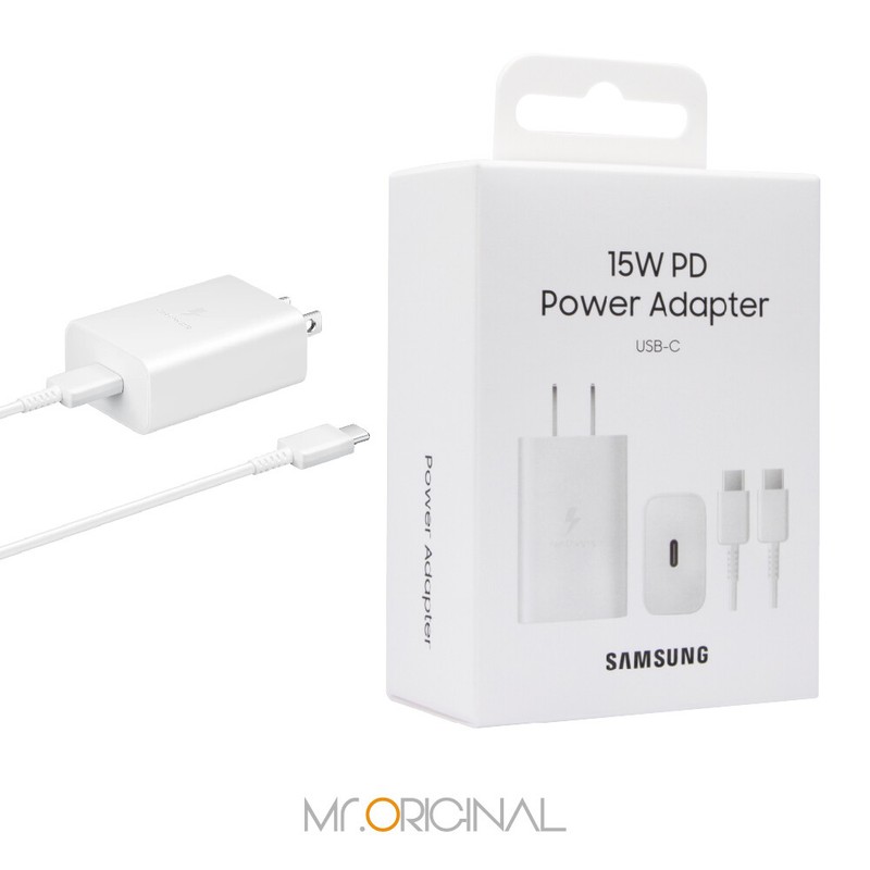 Original Samsung Official 15W PD Power Adapter with Dual Type-C Cable (EP-T1510)