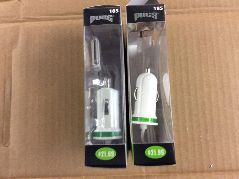 X2 iPhone IPad IPod Fast Car Charger Pugs 4' Cable 30-Pin 12 Volt iPhone 4 Type gallery
