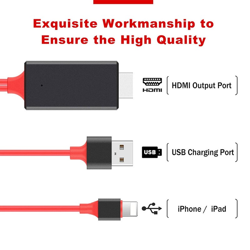 1080P For iPhone HDMI Mirroring Cable Phone to TV Cord Plug Converter Adapter gallery