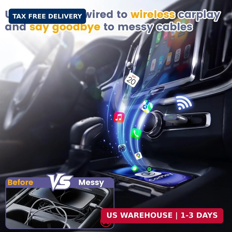 Wireless CarPlay Adapter for iPhone & Android Auto (Mini & 2026 New), Wired to W gallery