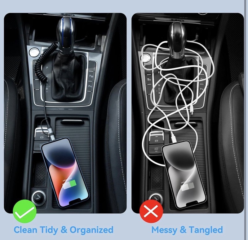 2-Pack 4-in-1 USB C Fast Charging Cable 60W Coiled Car Charger 4FT New gallery
