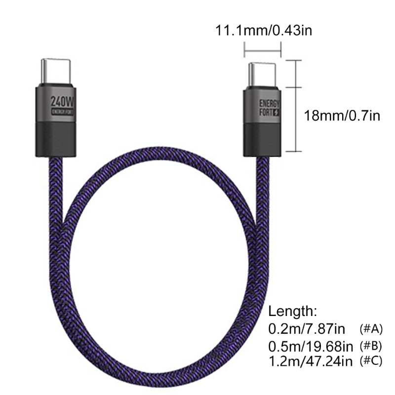 240W Power Delivery Quick Charge Cable for USB C Devices Nylon Braided gallery