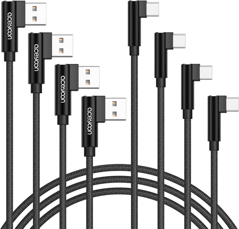 Right Angle USB to USB Cable 4 Pack(1/1.6/3/6.6ft), 2.4A Fast Charging 90 Deg…
