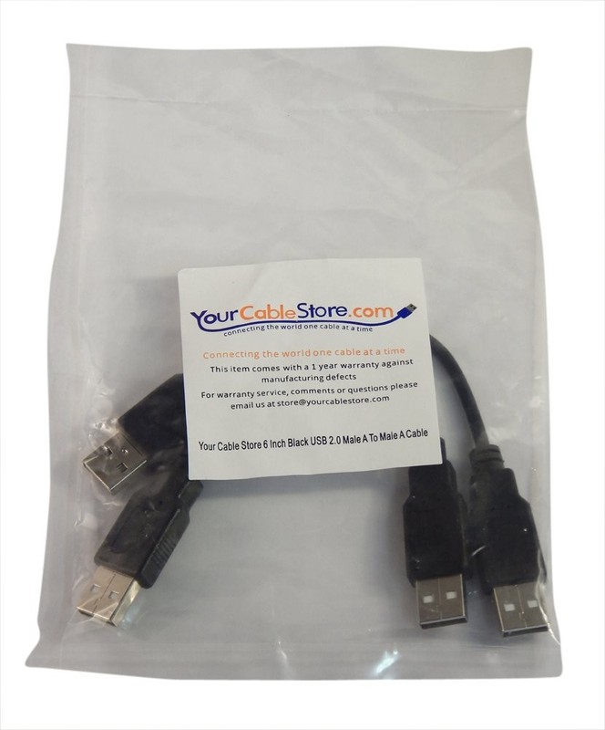 2 Pack 6 Inch Black USB 2.0 High Speed Male A to Male A Cable 0.5 Ft gallery