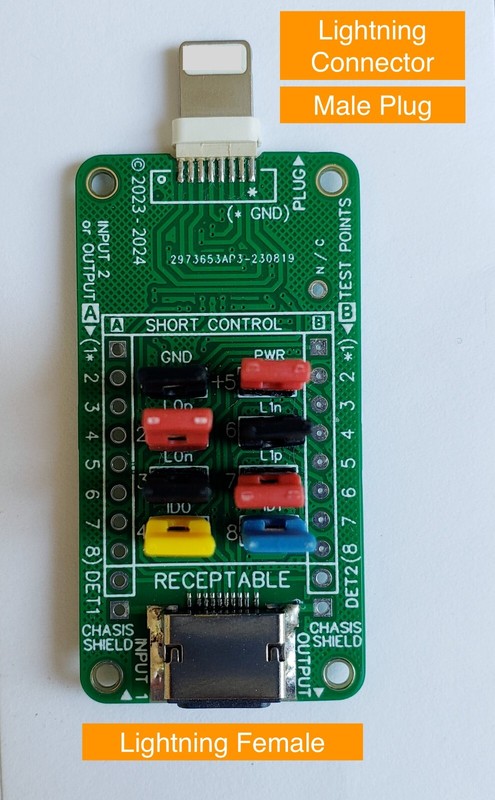 DOCK TEST Male-Female Pass-Through Board Breakout 8PIN Interruptor ONOFF Jumpers