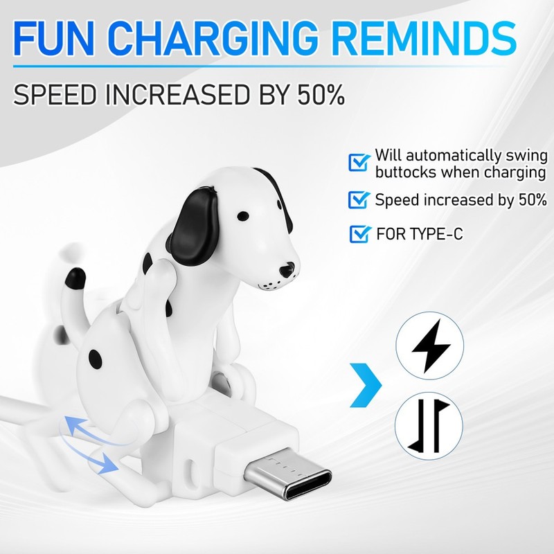 2 Pack Funny Humpback Dog Fast Charging Cable Humping Phone Charger USB Moves gallery