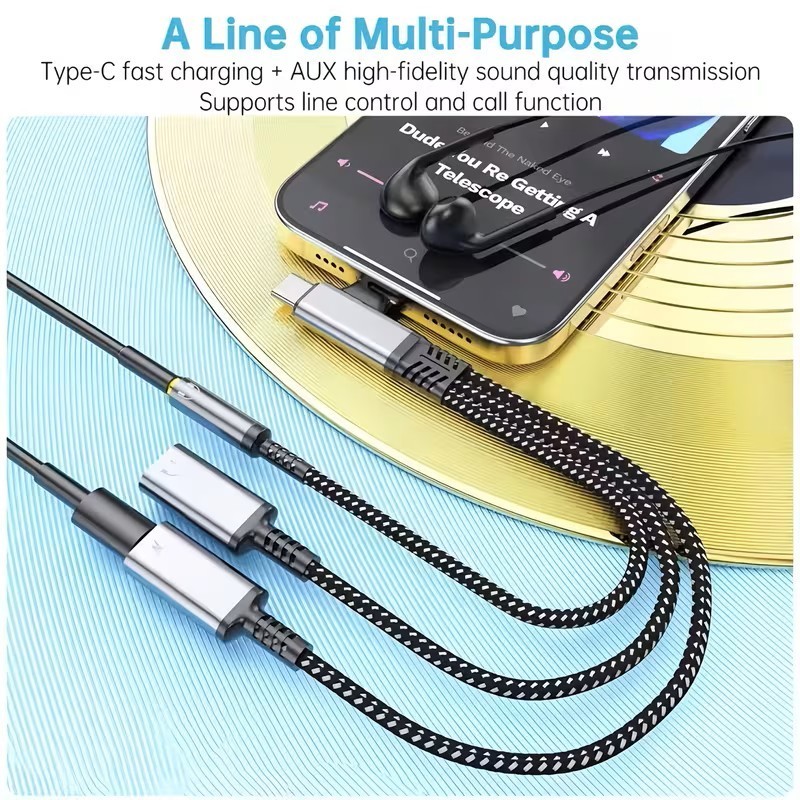 3-in-1 USB-C to 3.5mm Audio Adapter OTG Charging Splitter for iPhone Android gallery