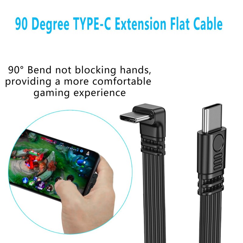 Short 90 Degree USB Type C 2.0 Flat Cable PD 65W Fast Charge Data Sync Cord gallery