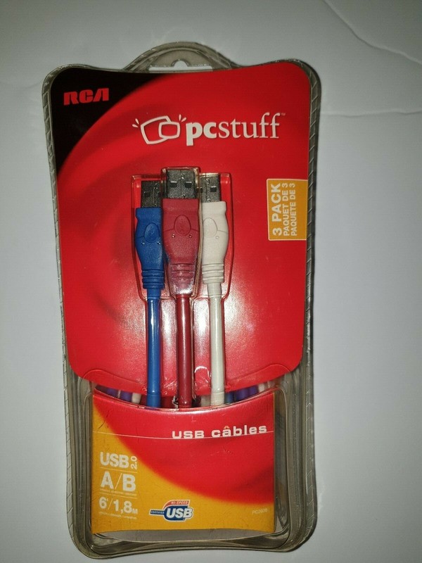 RCA 3-PACK 6 Ft / 2M USB Data Charging Cables 2.0 AND 1.1 Compatible