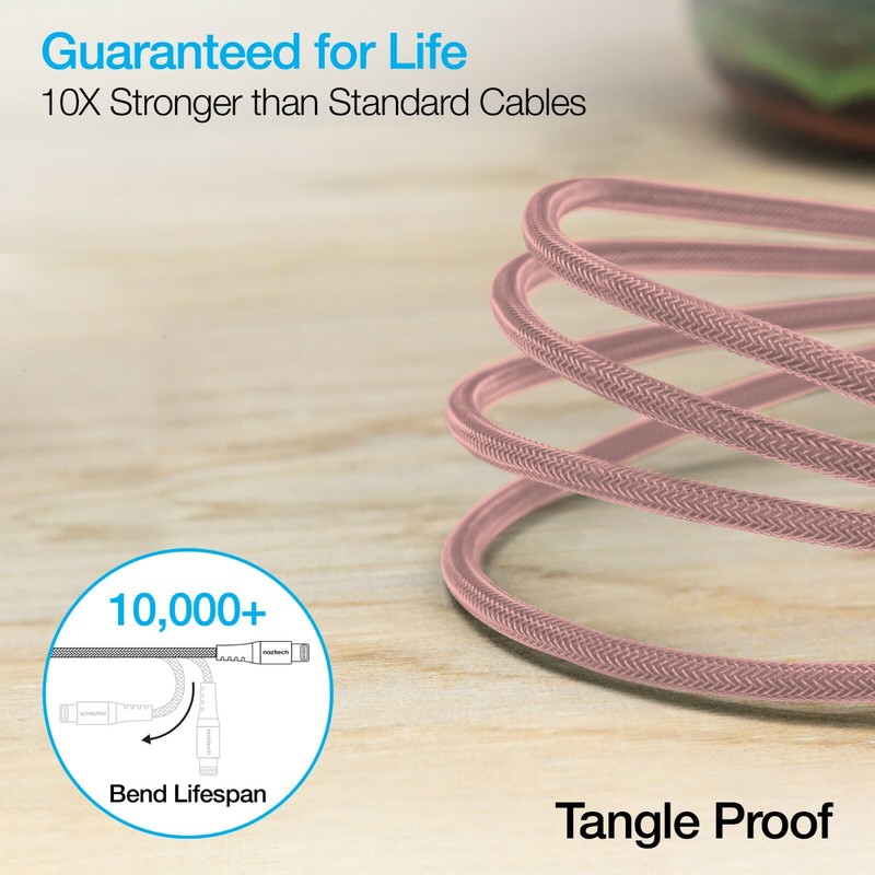 Naztech Braided Fast Charge MFi Lightning to USB-C Cable - Rose Gold gallery