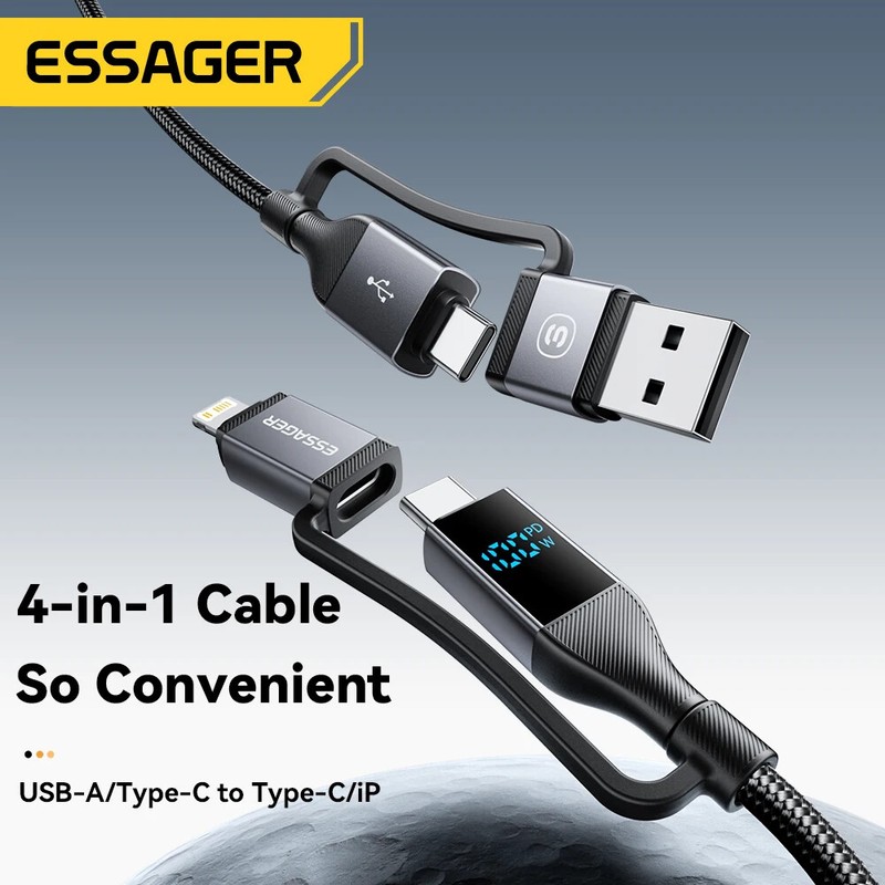 Essager 4 In 1 USB Cable Type C PD 100W Fast Charging Wire For iPhone 16 Macbook gallery