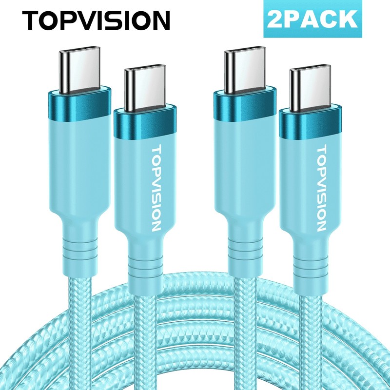 TOPVISION 2Pack 6FT 3.1A USB-C Fast Charging Nylon Braided Cable
