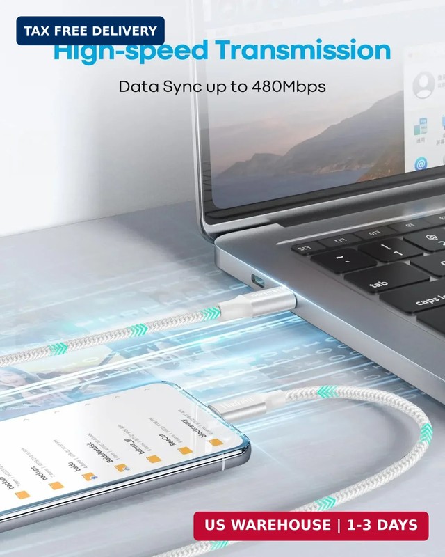 Extra Long USB C to USB C Cable 20ft, 60W Type C to Type C Fast Charging Cord Br gallery