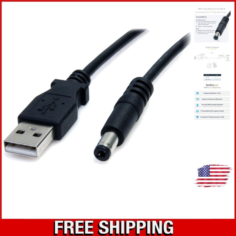 StarTech 3FT USB to Type M Barrel DC Power Cable - Reliable 5V Charging Solution