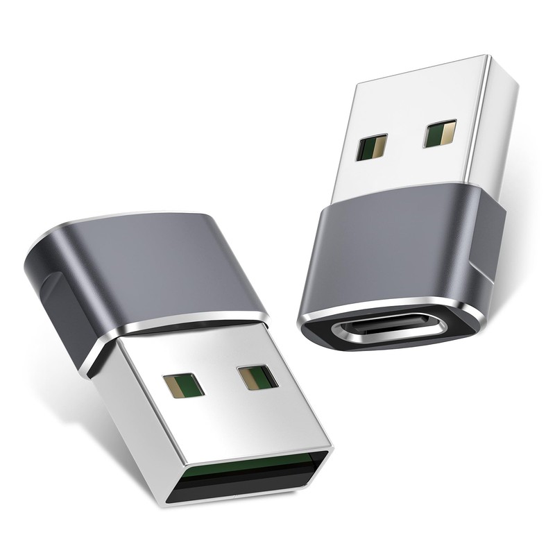 Basesailor USB to USB-C Female to USB-A Male Charger Adapter 2-Pack
