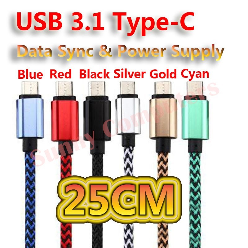 Clourful Short USB Type-C Adapter Cable Charger Cord For Huawei y9 Prime (2019)