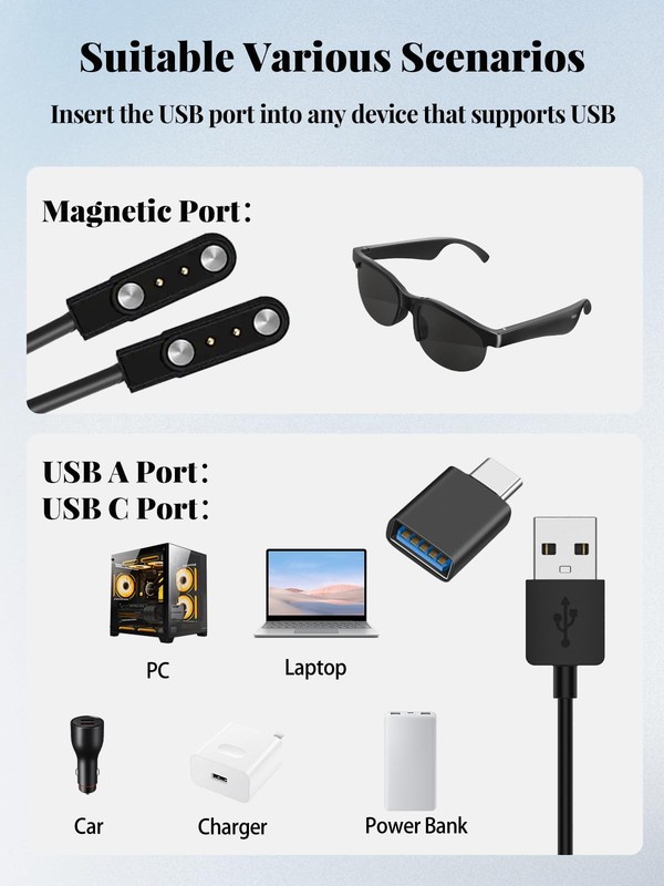 for ITHUGE XG88 /UF-08(ai)/UF-09(ai) Sunglasses Charger Cable, Magnetic -A Do... gallery