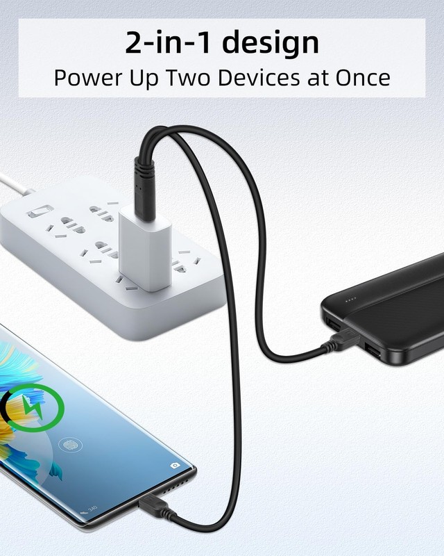 2 in 1 Multi Micro USB Splitter Short Charge Cable,USB to 2 Micro USB Connect... gallery