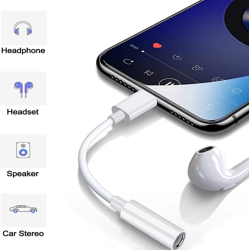 AUX ADAPTER FOR APPLE IPHONE JACK 3.5MM FEMALE HEADPHONE CABLE IPAD