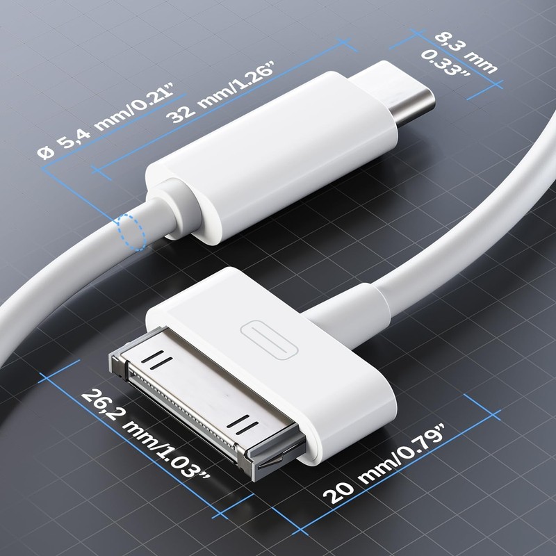 "30-Pin to USB C Adapter Cable for iPhone, iPad, iPod – 3ft (Next-Generation " gallery