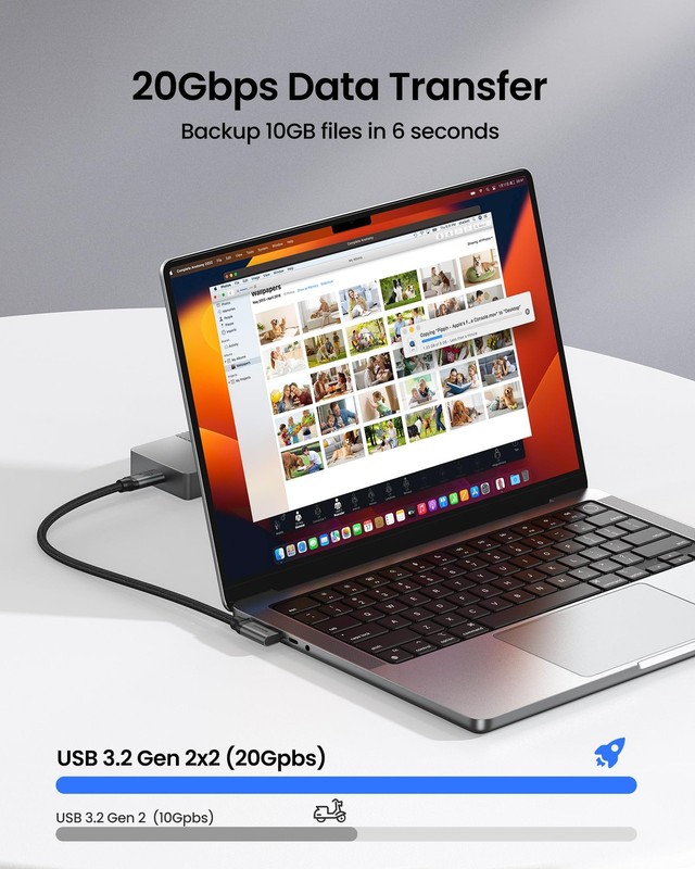 1FT 90 Degree USB C 3.2 Gen 2x2 Data Cable 20Gbps 240W Right Angle Fast Charge gallery