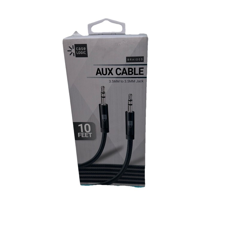 Case Logic Universal 10FT AUX Cable Premium Braided Cable 3.5mm – Black