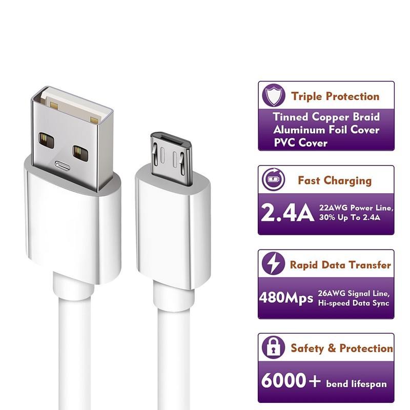 3/6ft Micro USB Fast Charging Cable Cord For Samsung Android Phone Charger LOT gallery