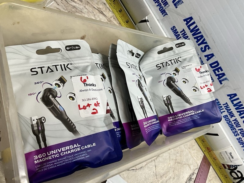 Statik 360 Rotating Magnetic Charging Cable 6’ LOT X2 Magnetic USB C MINI + ATL gallery