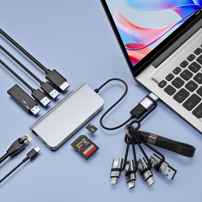 Liaoan USB A to C 3.0 OTG Adapter, C Micro Converter, IP grey-6in1 gallery