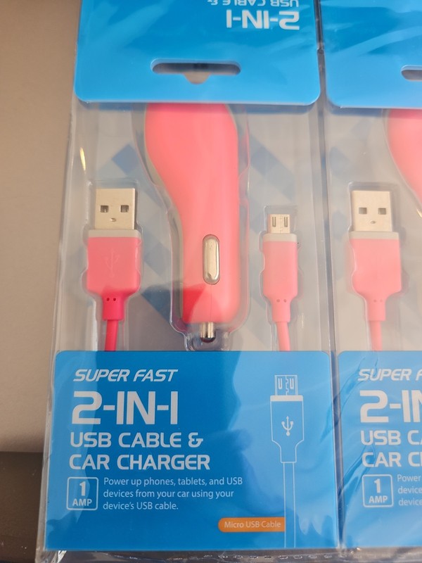 Six Pack Of Two In One USB Cable And Car Charger Six