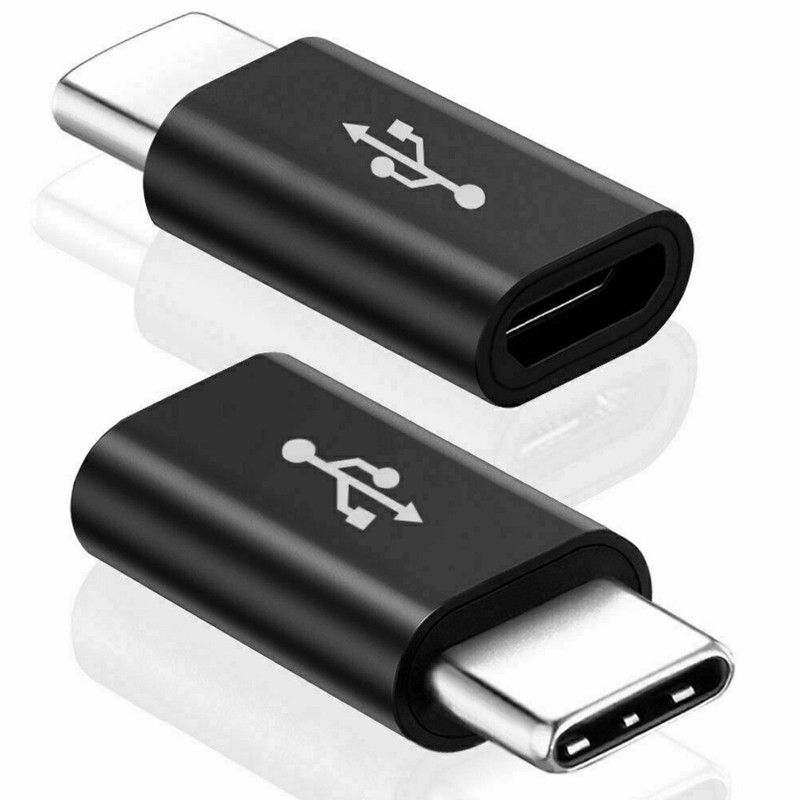 Micro USB Female To Type C Male Adapter Converter Connector for Phone (Black)