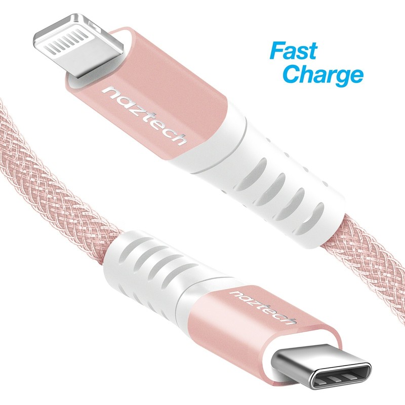 Naztech Braided Fast Charge MFi Lightning to USB-C Cable – Rose Gold