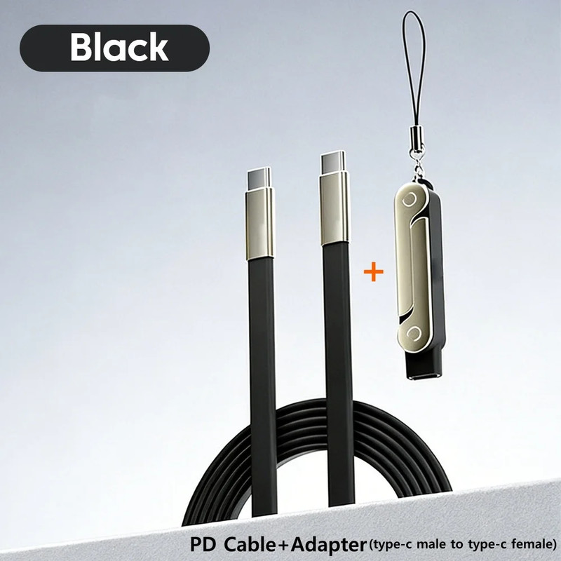 2-IN-1 240W PD Fast Charging Cable with Phone Foldable Stand Adapter Type-C Char